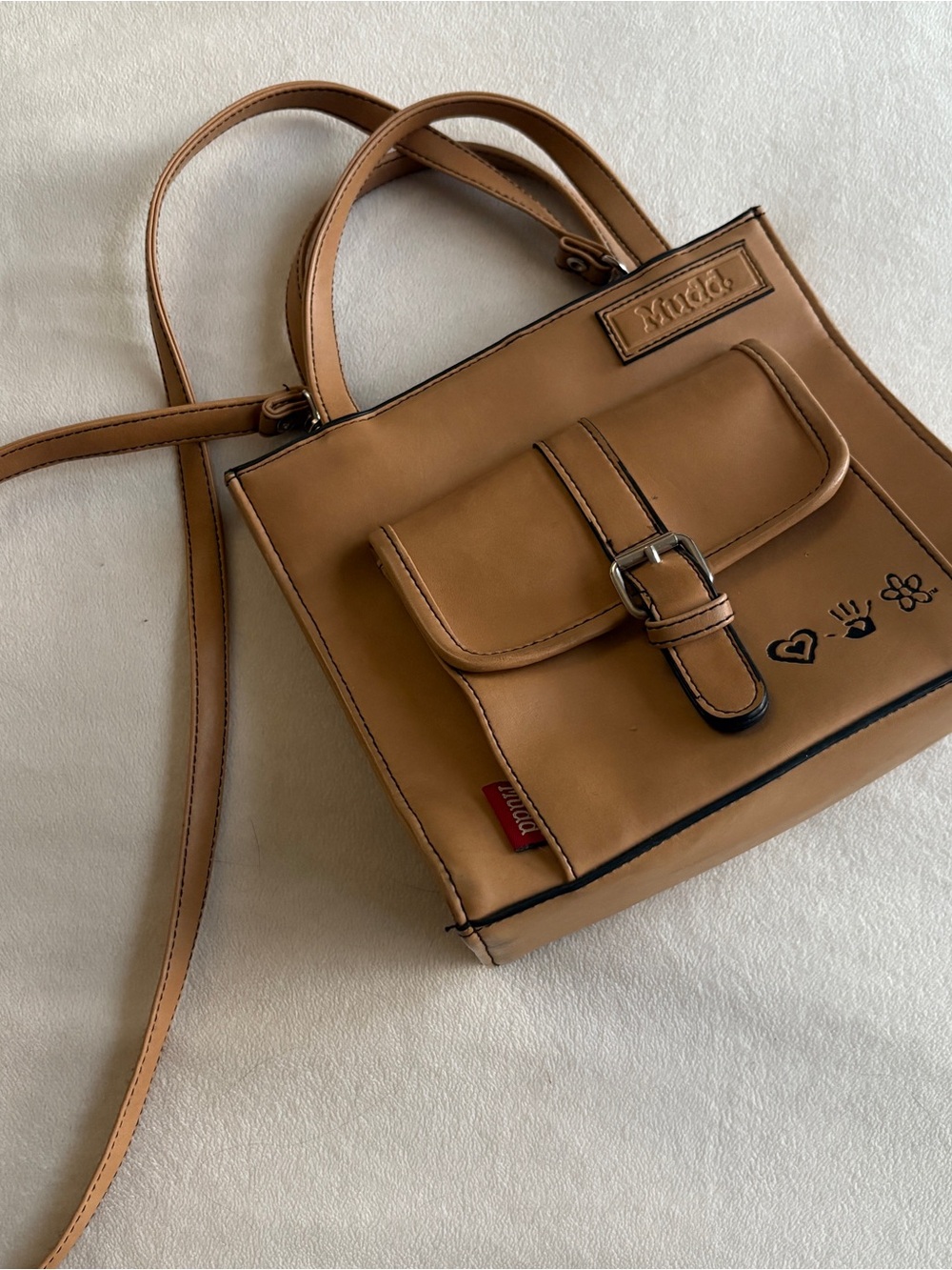 Mudd Tan Mini Buckle Front Crossbody Bag